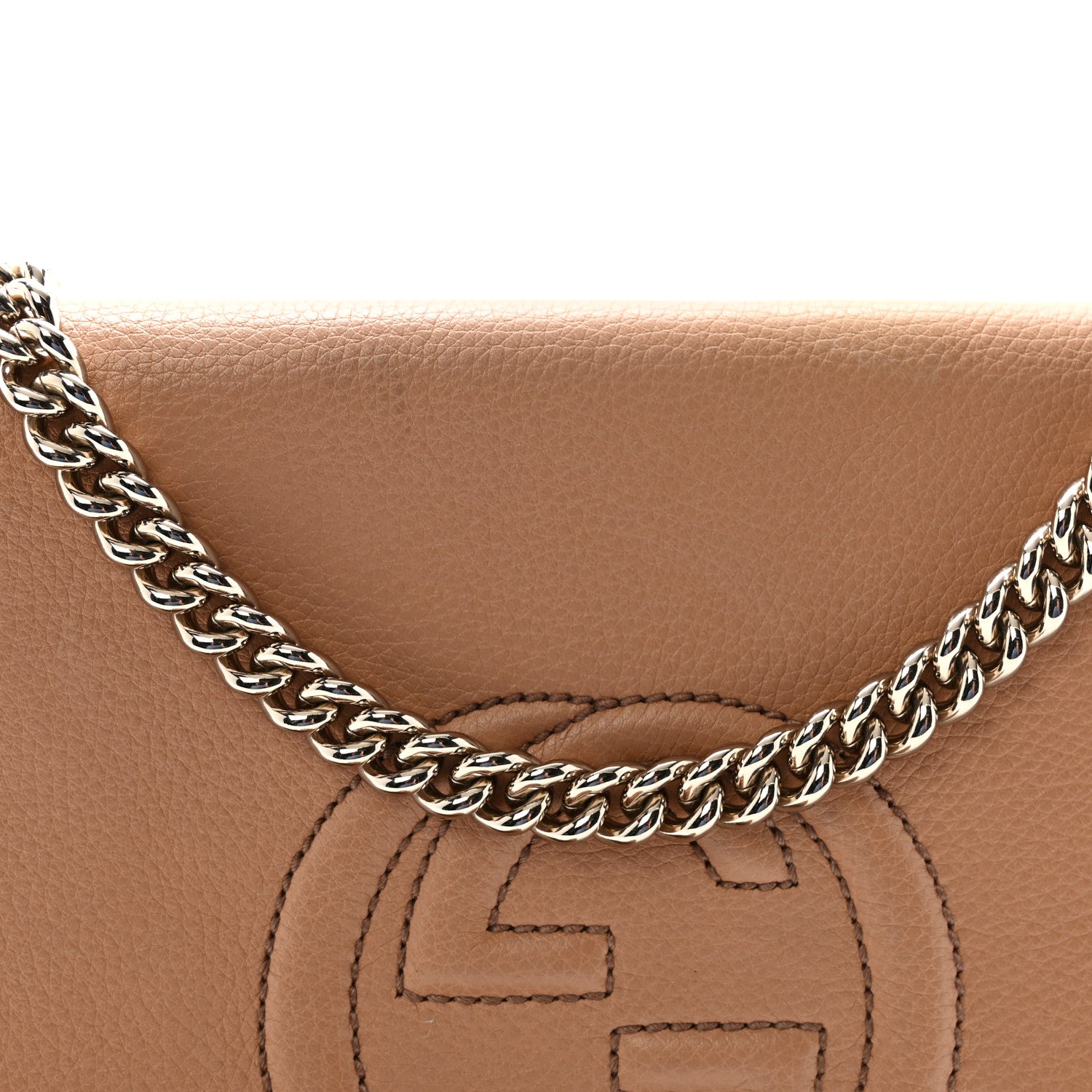Gucci Pebbled Calfskin Medium Soho Flap Crossbody Camelia 8 of 10