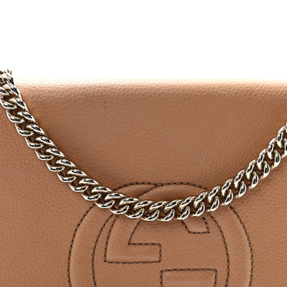 Gucci Pebbled Calfskin Medium Soho Flap Crossbody Camelia 8 of 10