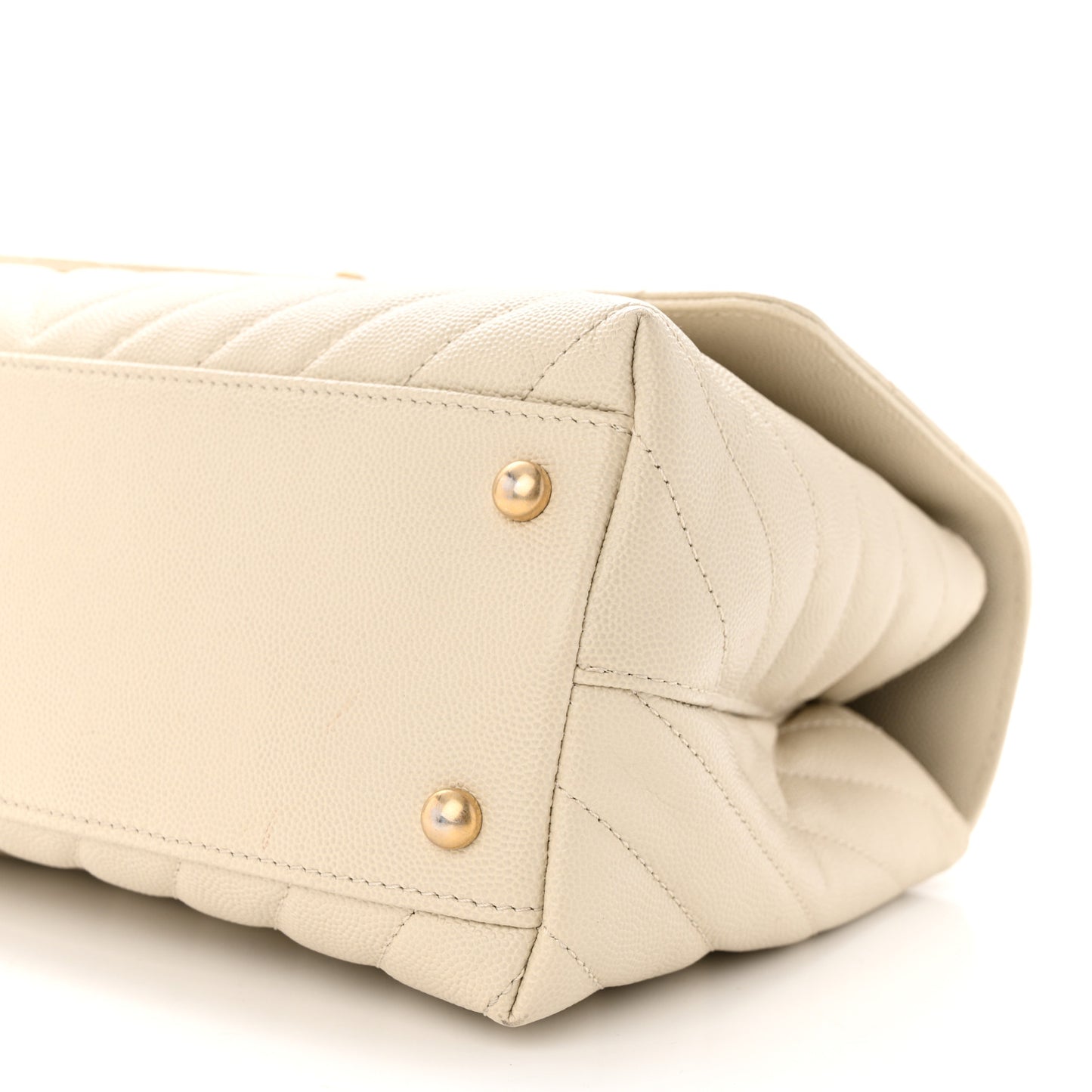 Caviar Lizard Chevron Quilted Small Coco Handle Flap Ivory