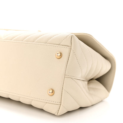 Chanel Caviar Lizard Chevron Quilted Small Coco Handle Flap Ivory 10 of 12