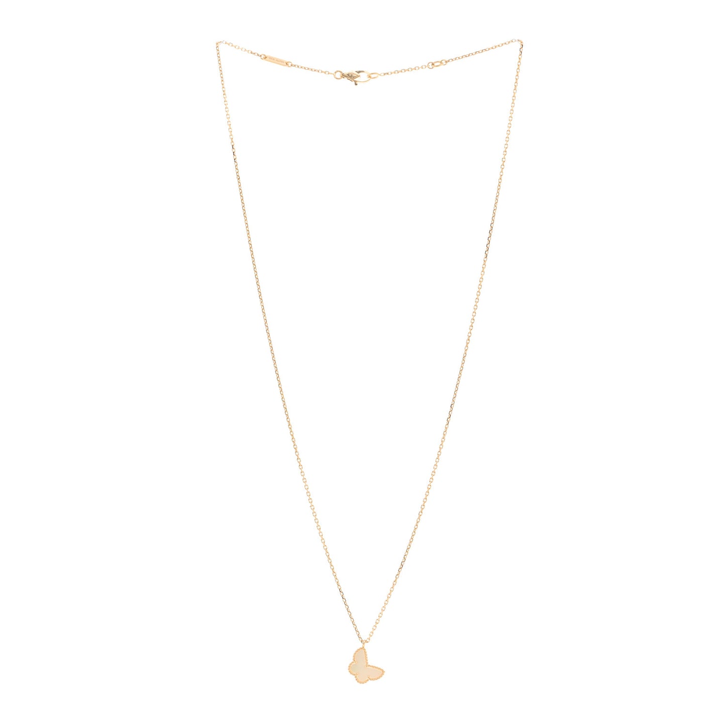 18K Yellow Gold Mother of Pearl Sweet Alhambra Butterfly Pendant Necklace