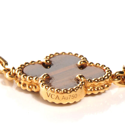 Van Cleef & Arpels 18K Yellow Gold Tiger Eye 5 Motifs Vintage Alhambra Bracelet 5 of 6