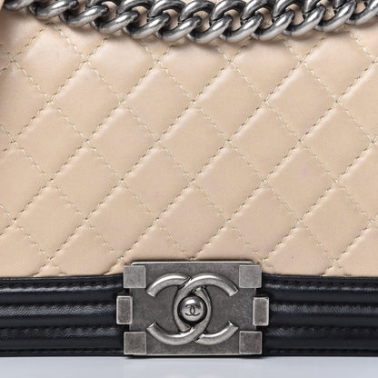Chanel Lambskin Quilted Medium Boy Flap Black Beige 11 of 11