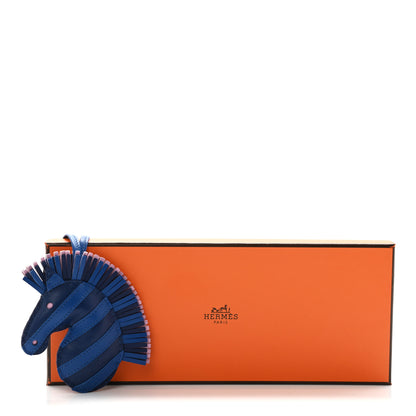 Hermes Milo Lambskin Geegee Savannah Bag Charm Bleu Saphir Bleu France Mauve Sylvestre 4 of 4