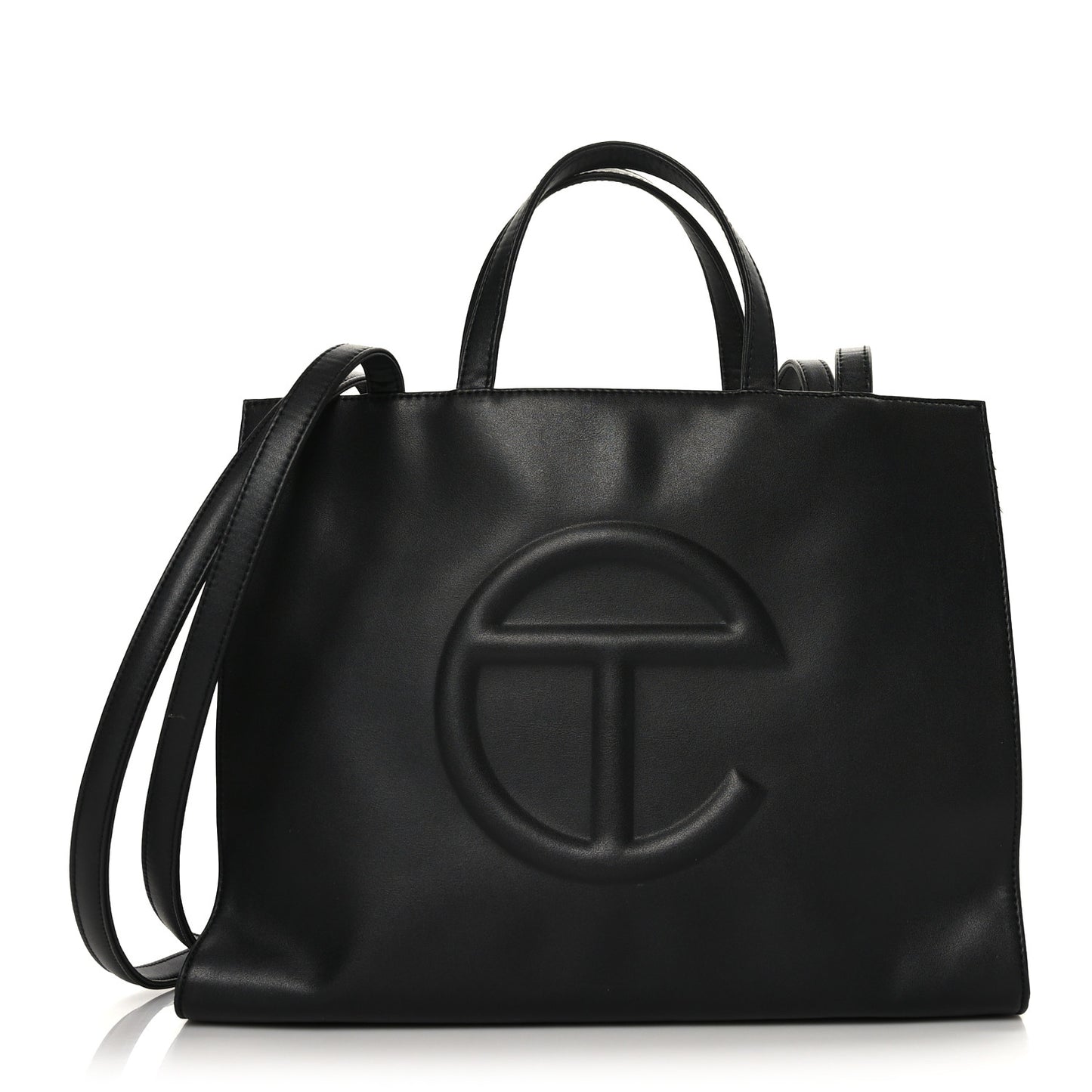 Vegan Leather Medium Shopping Bag Black