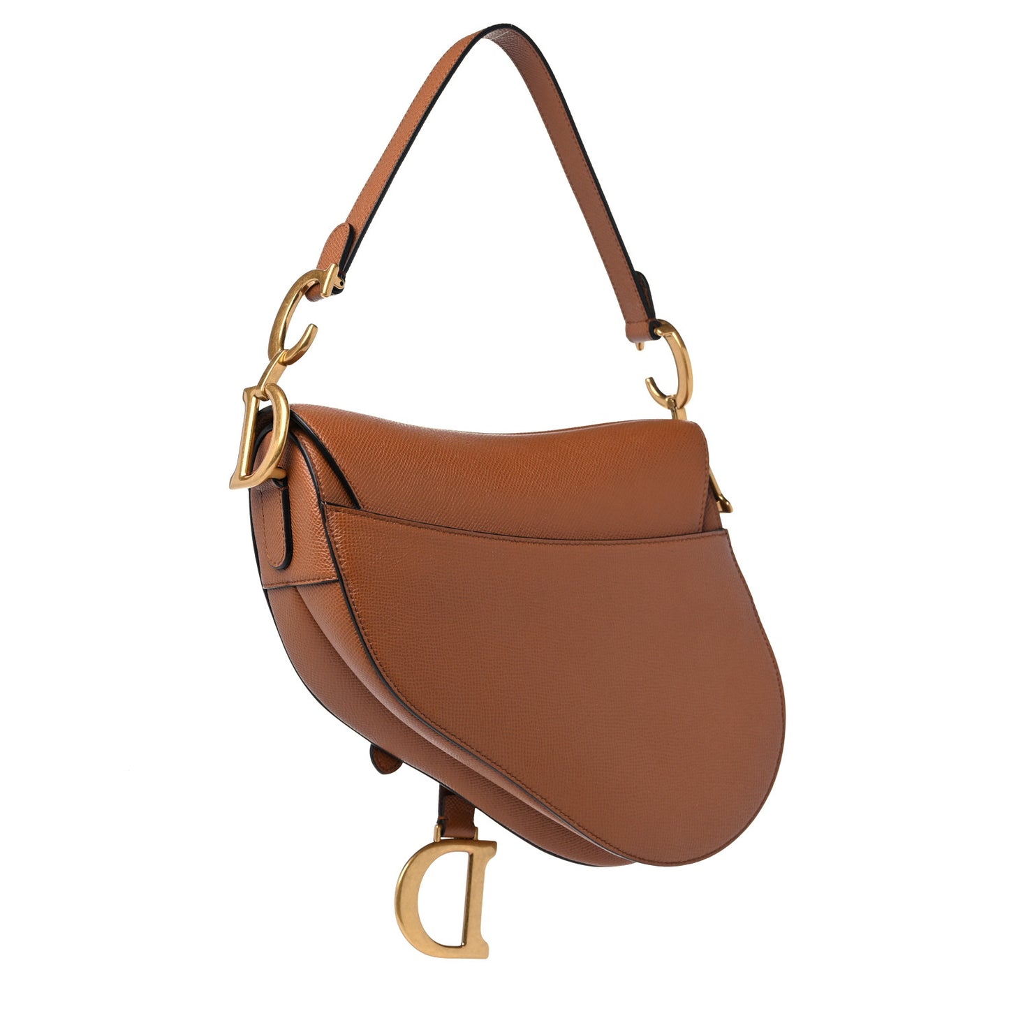 Grained Calfskin Saddle Bag Camello