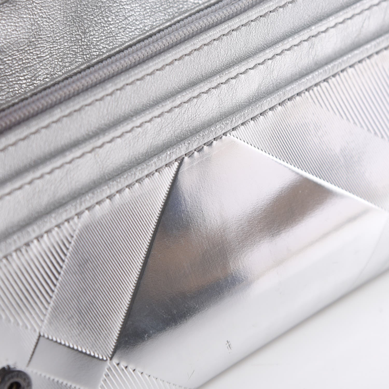 Burberry Metallic Calfskin Check Embossed Continental Wallet Silver 8 of 13