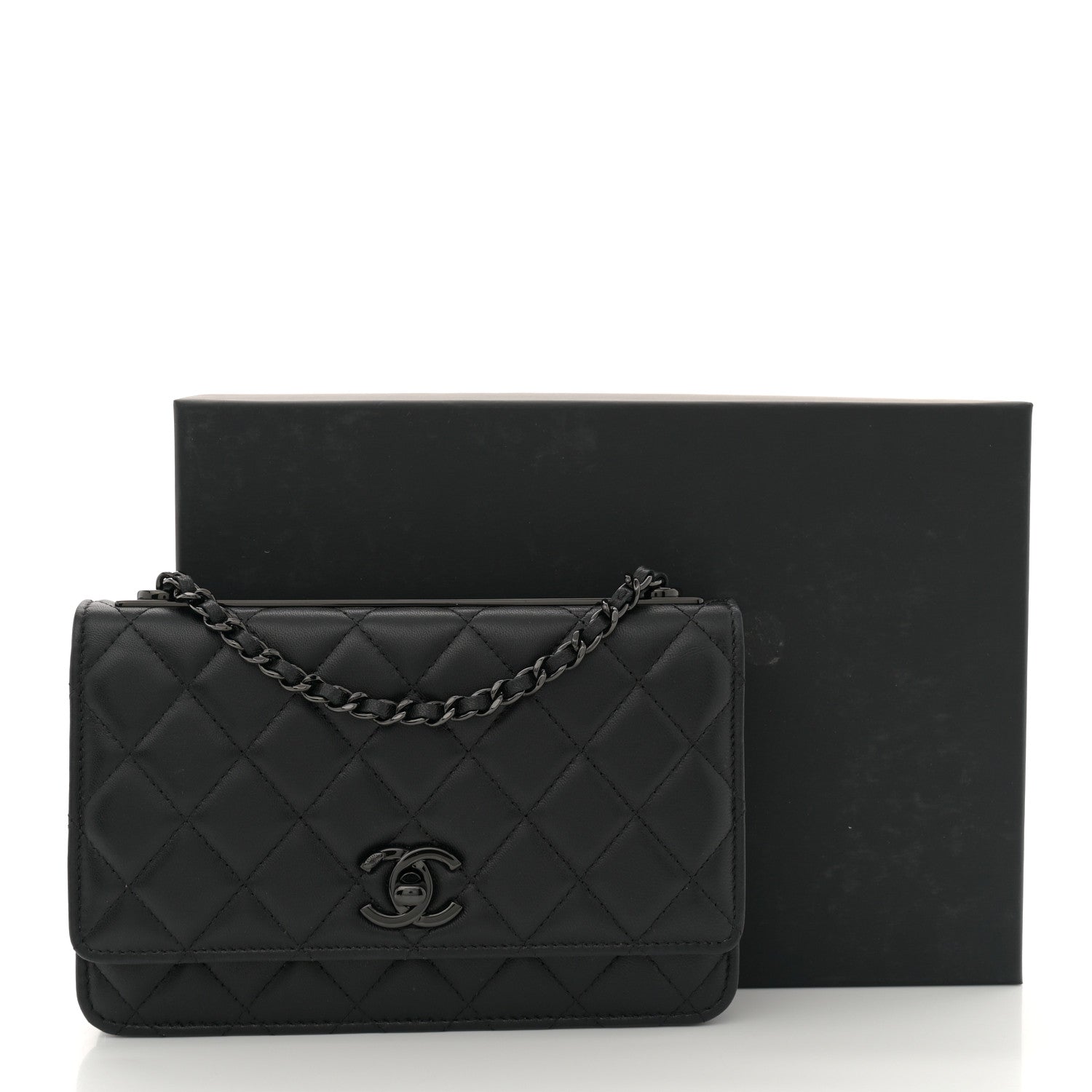 Chanel Lambskin Quilted Trendy CC Wallet On Chain WOC So Black 11 of 11