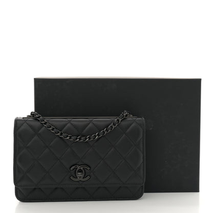 Chanel Lambskin Quilted Trendy CC Wallet On Chain WOC So Black 11 of 11