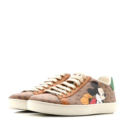 Gucci X DISNEY Mini Vintage GG Supreme Monogram Mickey Mouse Womens Ace Sneakers 35 Beige Vintage Sun Oil 4 of 11
