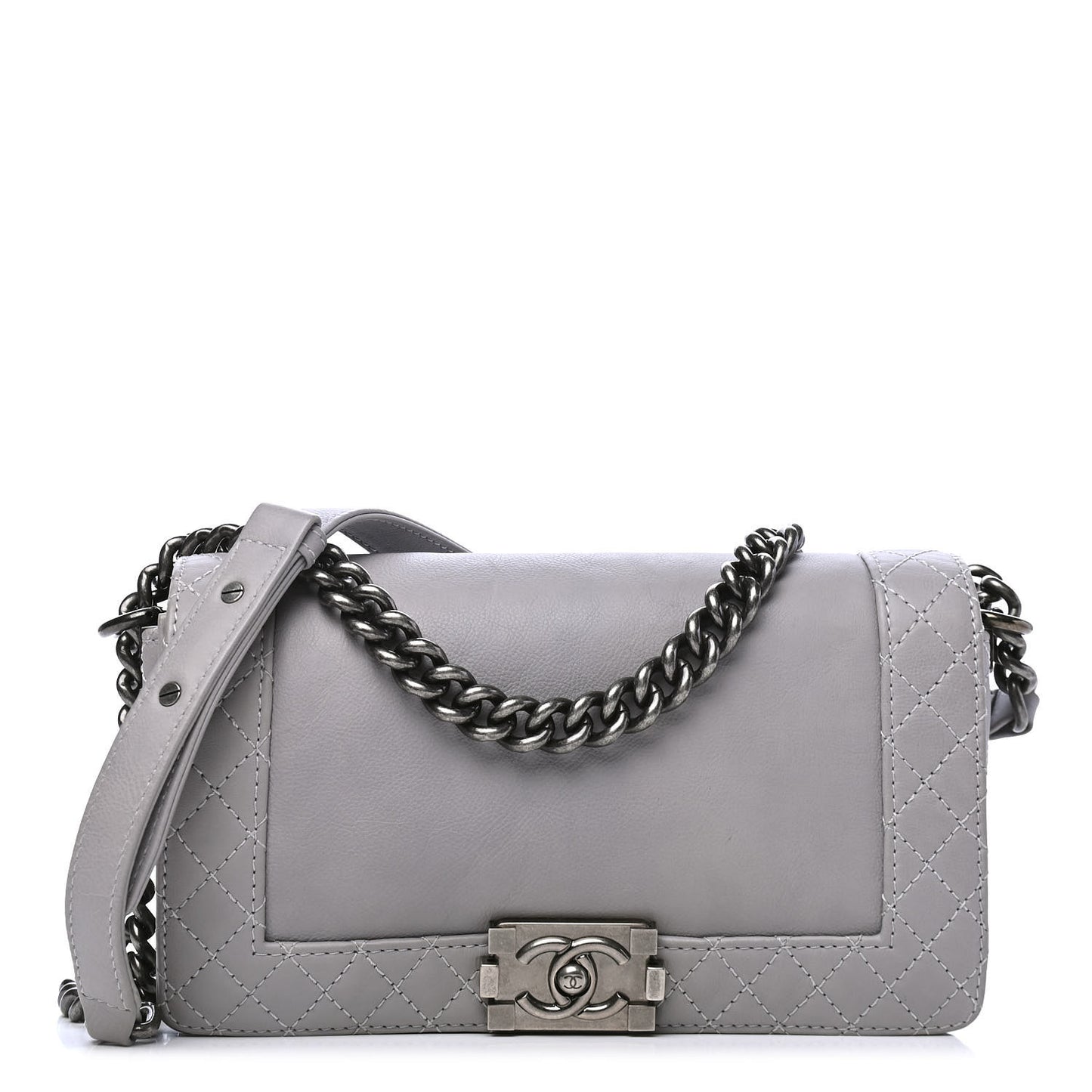 Calfskin Medium Boy Reverso Flap Grey