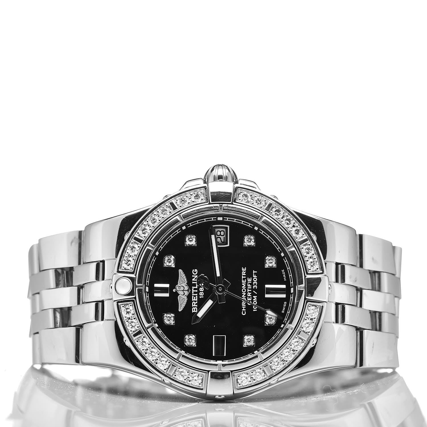 Breitling Stainless Steel Diamond 30mm Starliner Quartz Watch Black A71340 3 of 9
