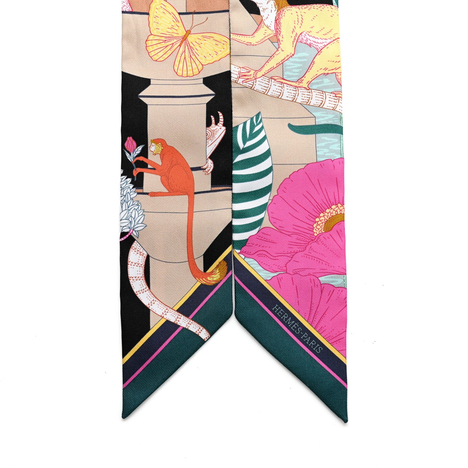 Hermes Silk Precious Paradise Twilly Black Beige Multicolor 2 of 3