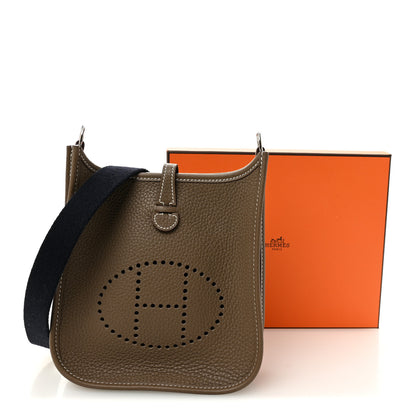 Hermes Taurillon Clemence Amazone Evelyne TPM Etoupe Bleu Indigo 11 of 11