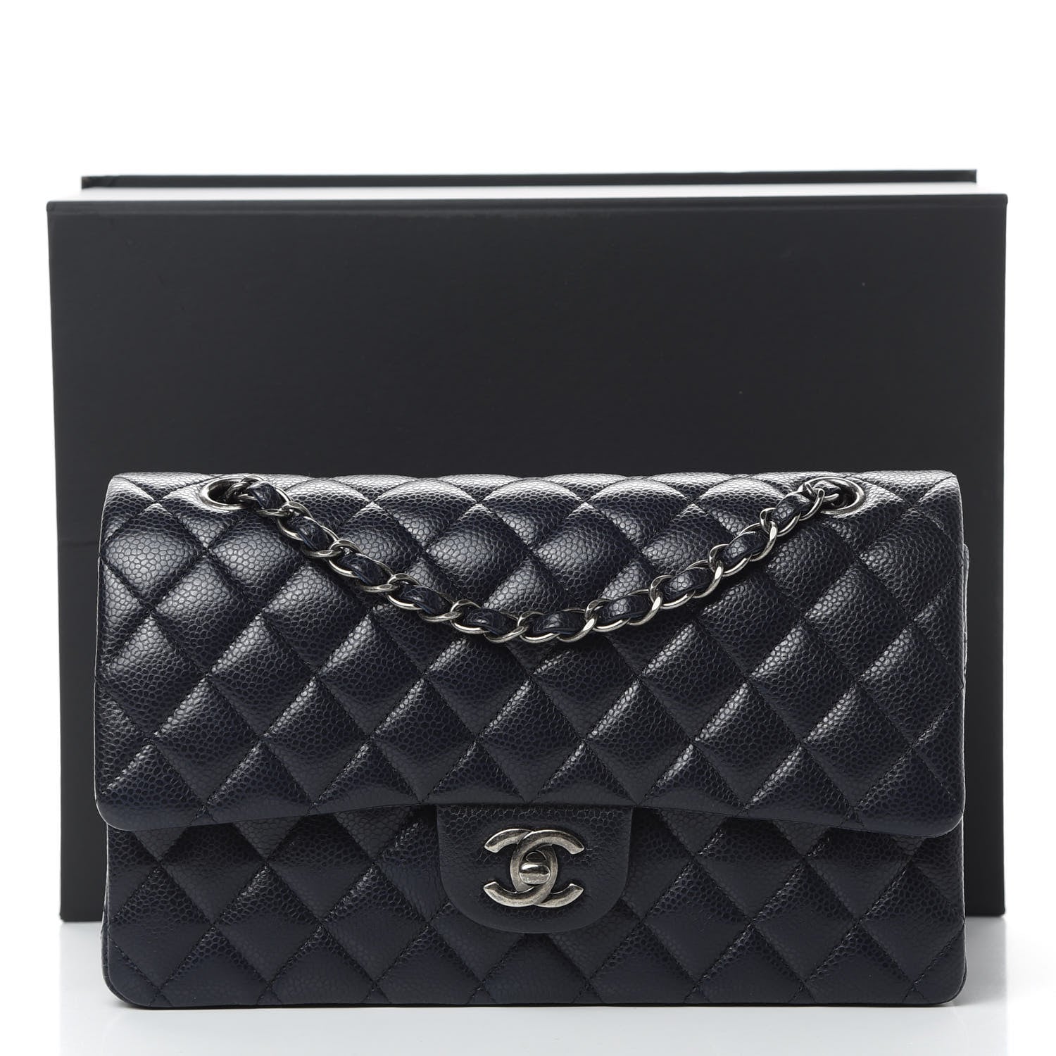 Chanel Caviar Quilted Medium Double Flap Navy 15 of 15
