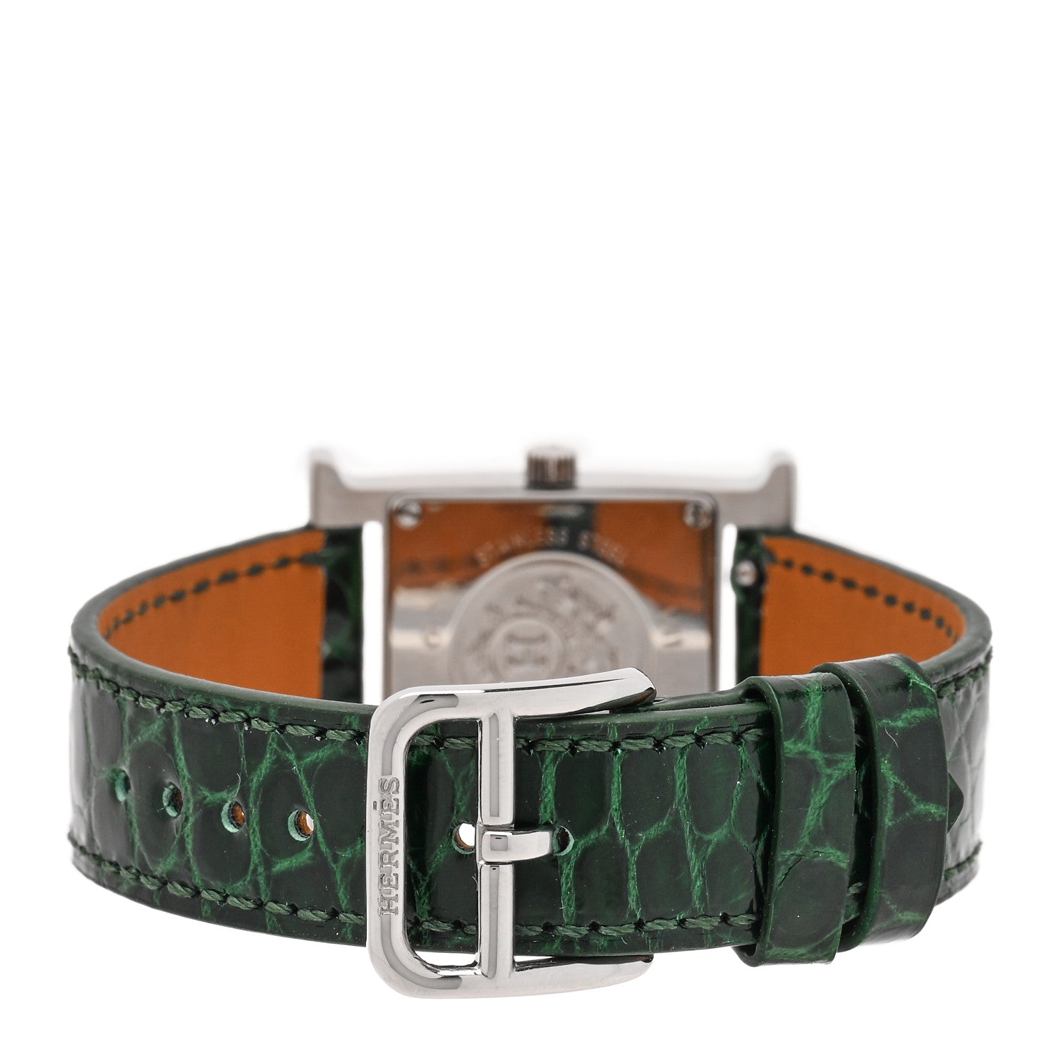 Hermes Stainless Steel Alligator 21mm Heure H Hour Quartz Watch Vert Moyen 3 of 4