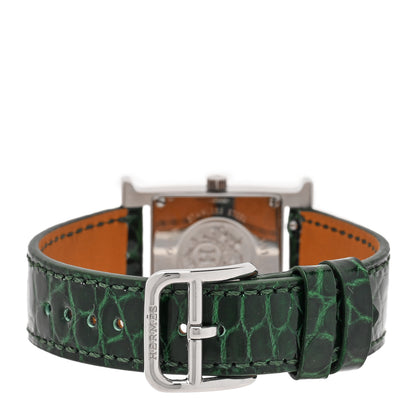 Hermes Stainless Steel Alligator 21mm Heure H Hour Quartz Watch Vert Moyen 3 of 4