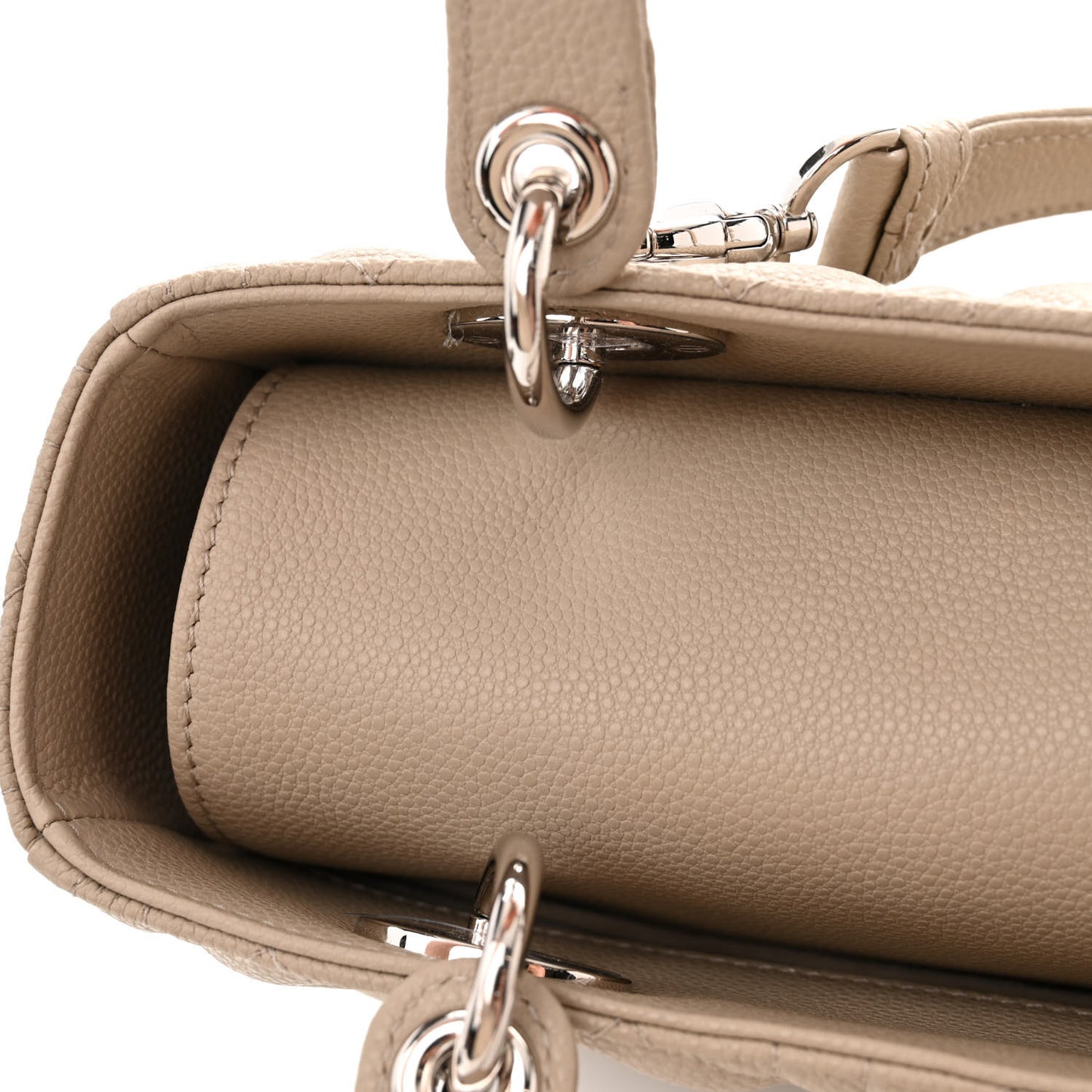 Grained Calfskin Cannage Medium Lady Dior Natural