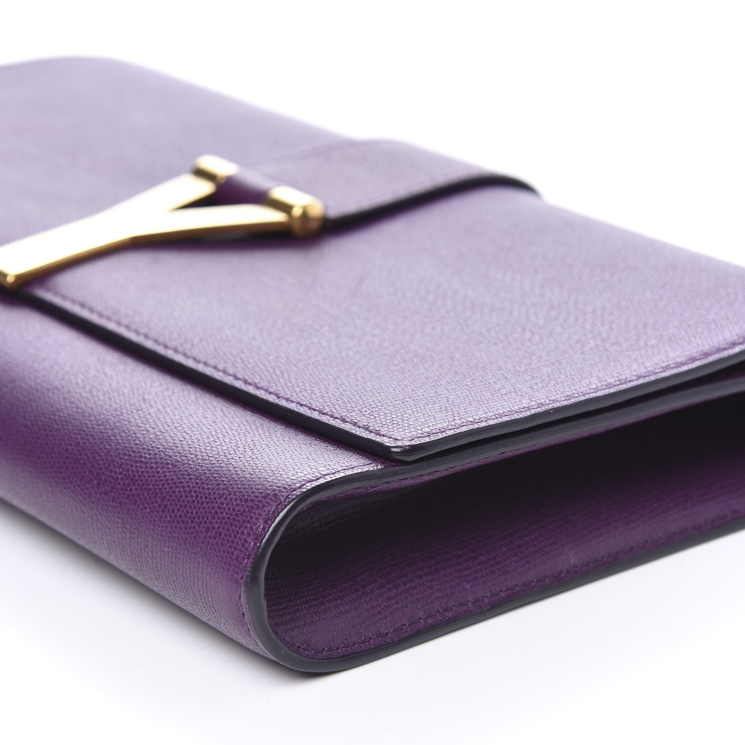Saint Laurent Textured Calfskin Y Ligne Clutch Purple 8 of 9