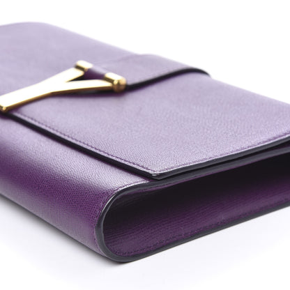 Saint Laurent Textured Calfskin Y Ligne Clutch Purple 8 of 9