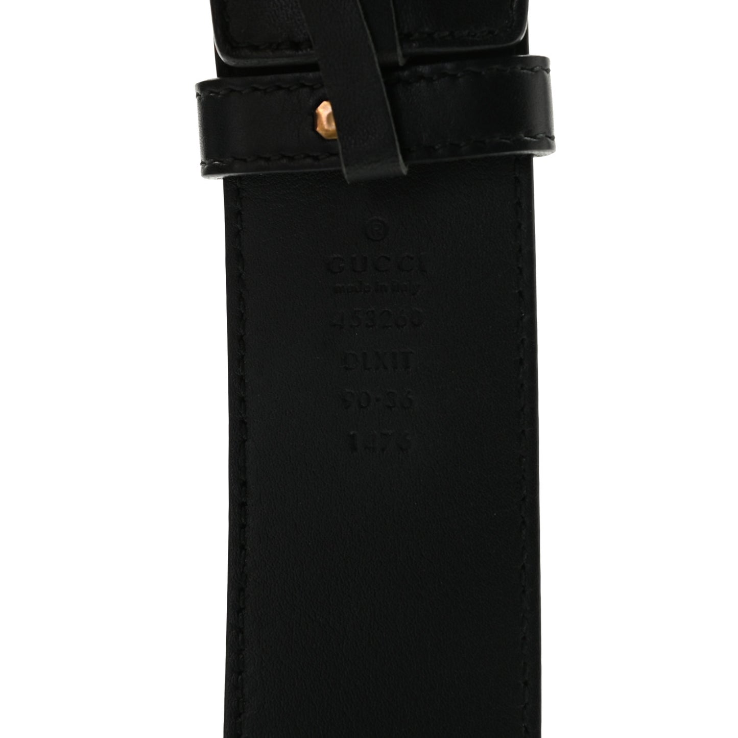 Moon Calfskin Pearl Double G 40mm Belt 90 36 Black Cream