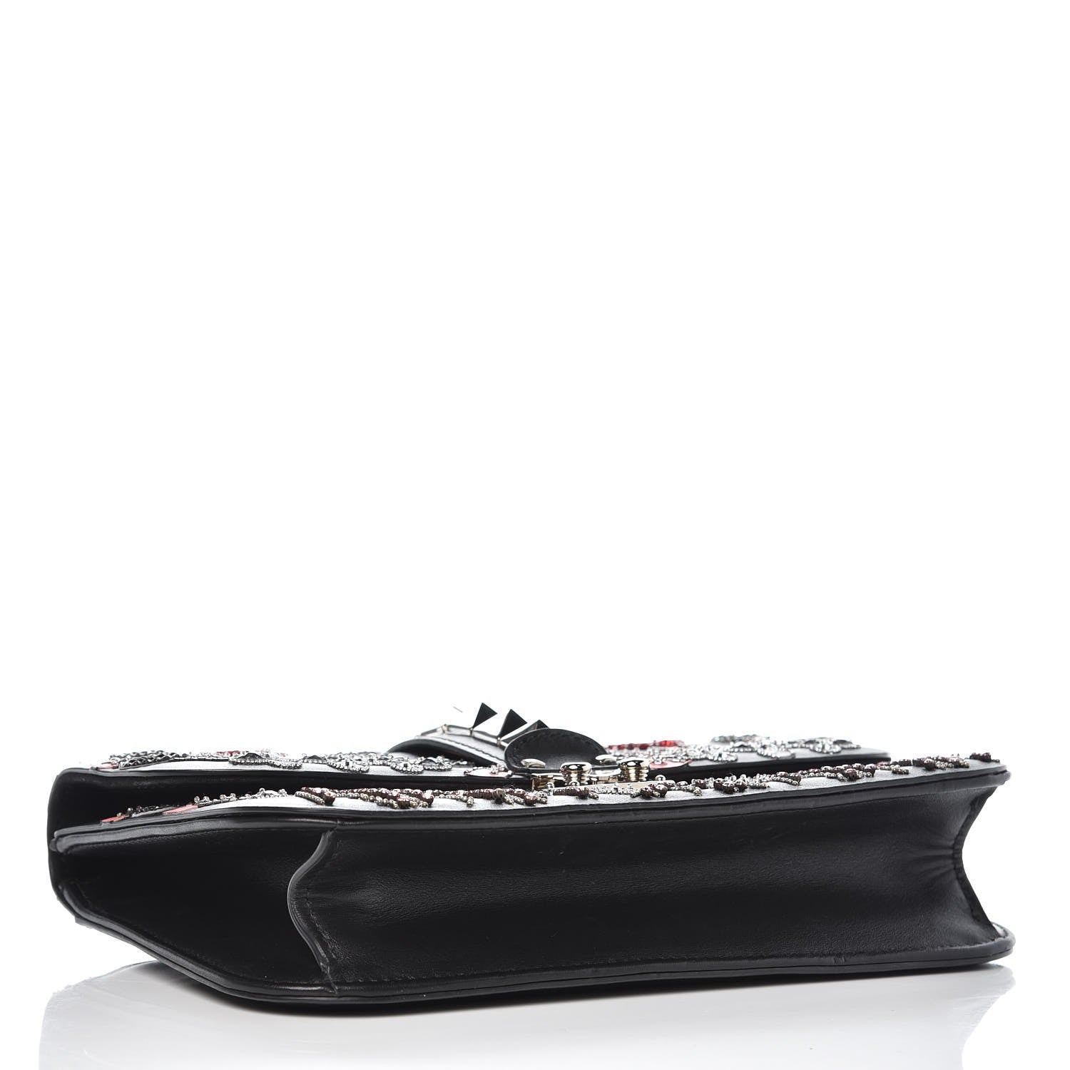 Valentino Garavani Vitello Crystal Loveblade Embellished Medium Glam Lock Rockstud Flap Black 4 of 12