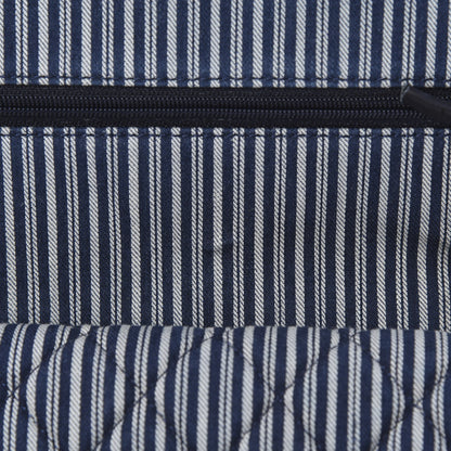 Chanel Denim Striped Quilted Medium Double Flap Navy White 11 of 11