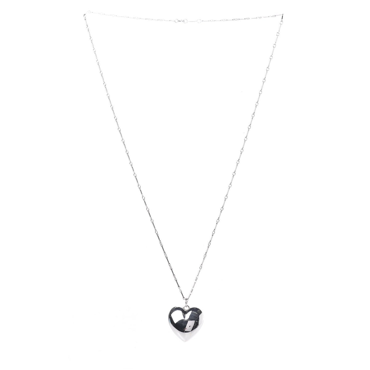 Sterling Silver Large Heart Pendant Link Necklace