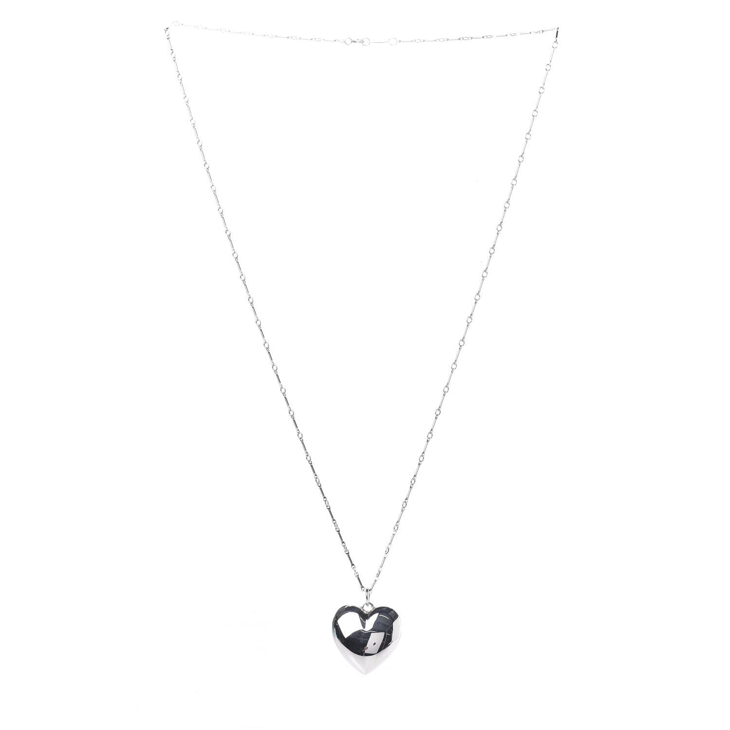 Tiffany Sterling Silver Large Heart Pendant Link Necklace 3 of 6