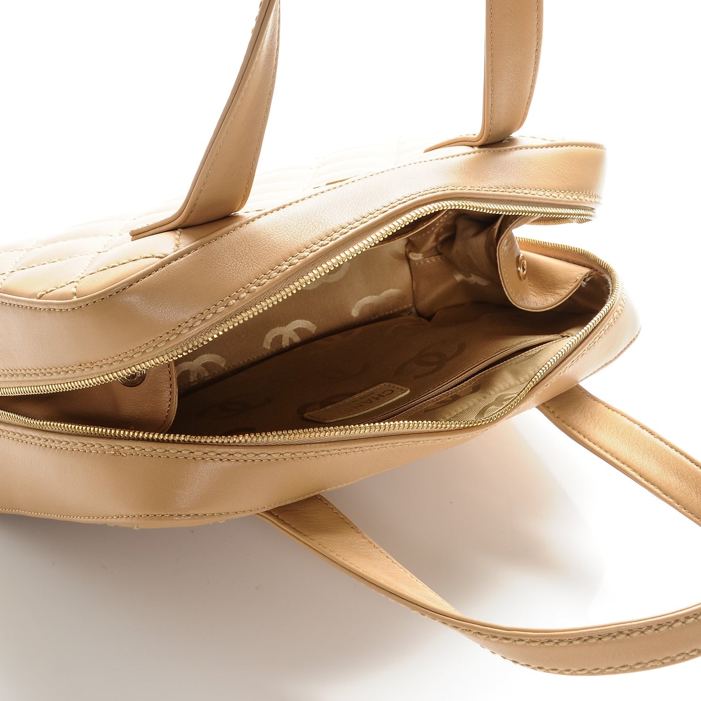 Lambskin Surpique Shoulder Bag Beige