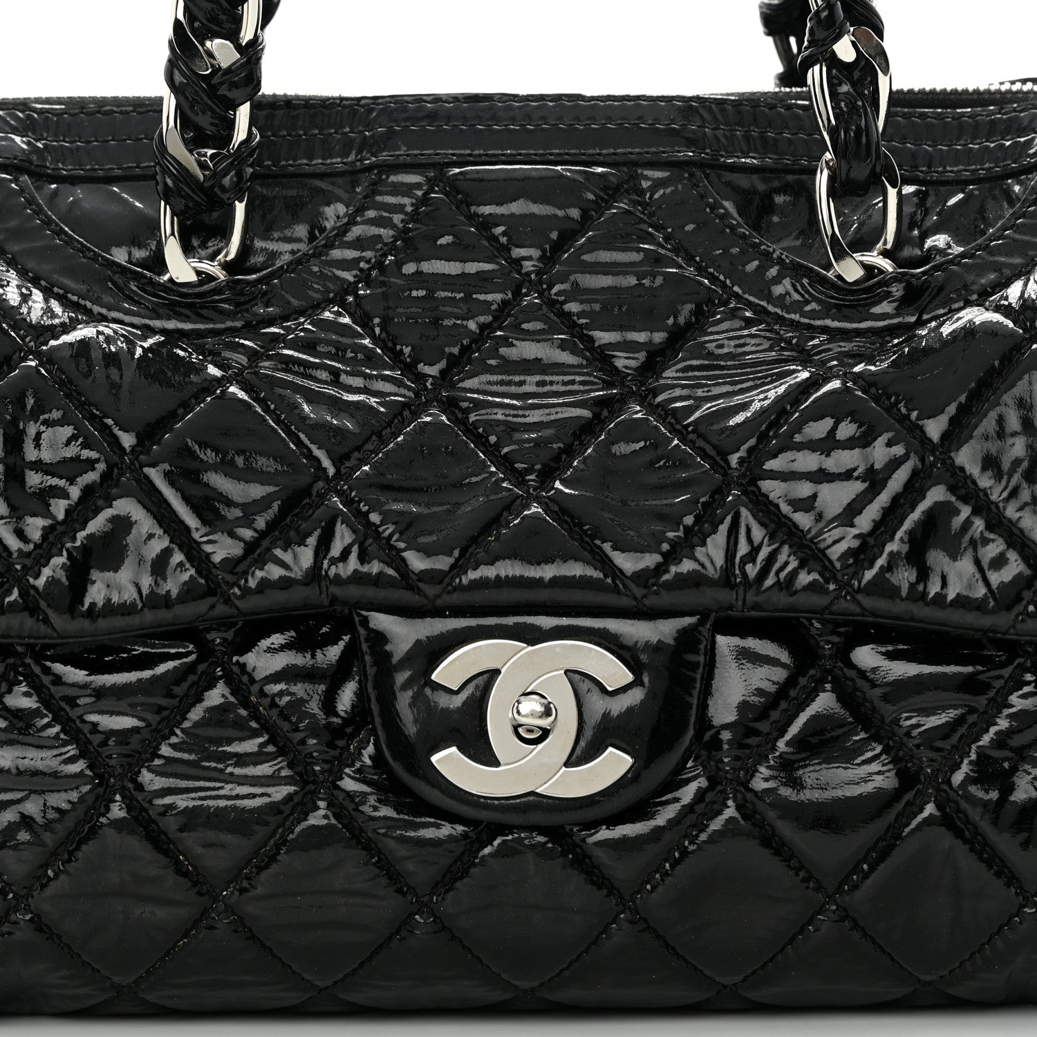 Chanel Patent Quilted Day Glo Flap Bag Black 8 of 22