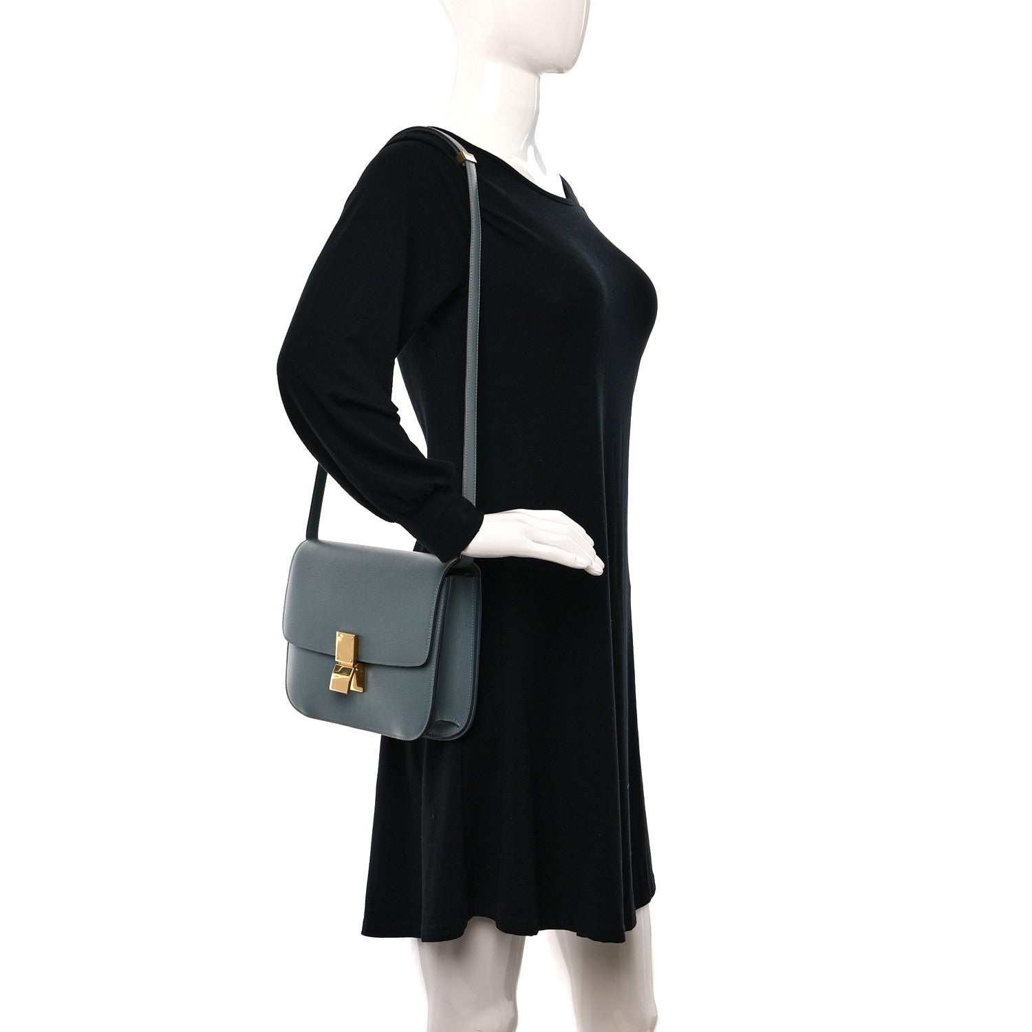 Celine Liege Calfskin Medium Classic Box Flap Bag Storm 2 of 11