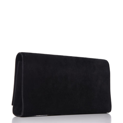 Saint Laurent Suede Cassandre Tassel Clutch Black 3 of 6