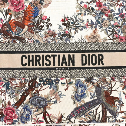 Christian Dior Canvas Embroidered Large Jardin D'Hiver Book Tote Latte Multicolor 8 of 11