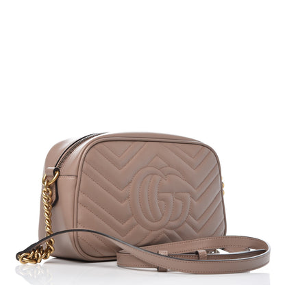 Gucci Calfskin Matelasse Small GG Marmont Chain Shoulder Bag Taupe 3 of 8