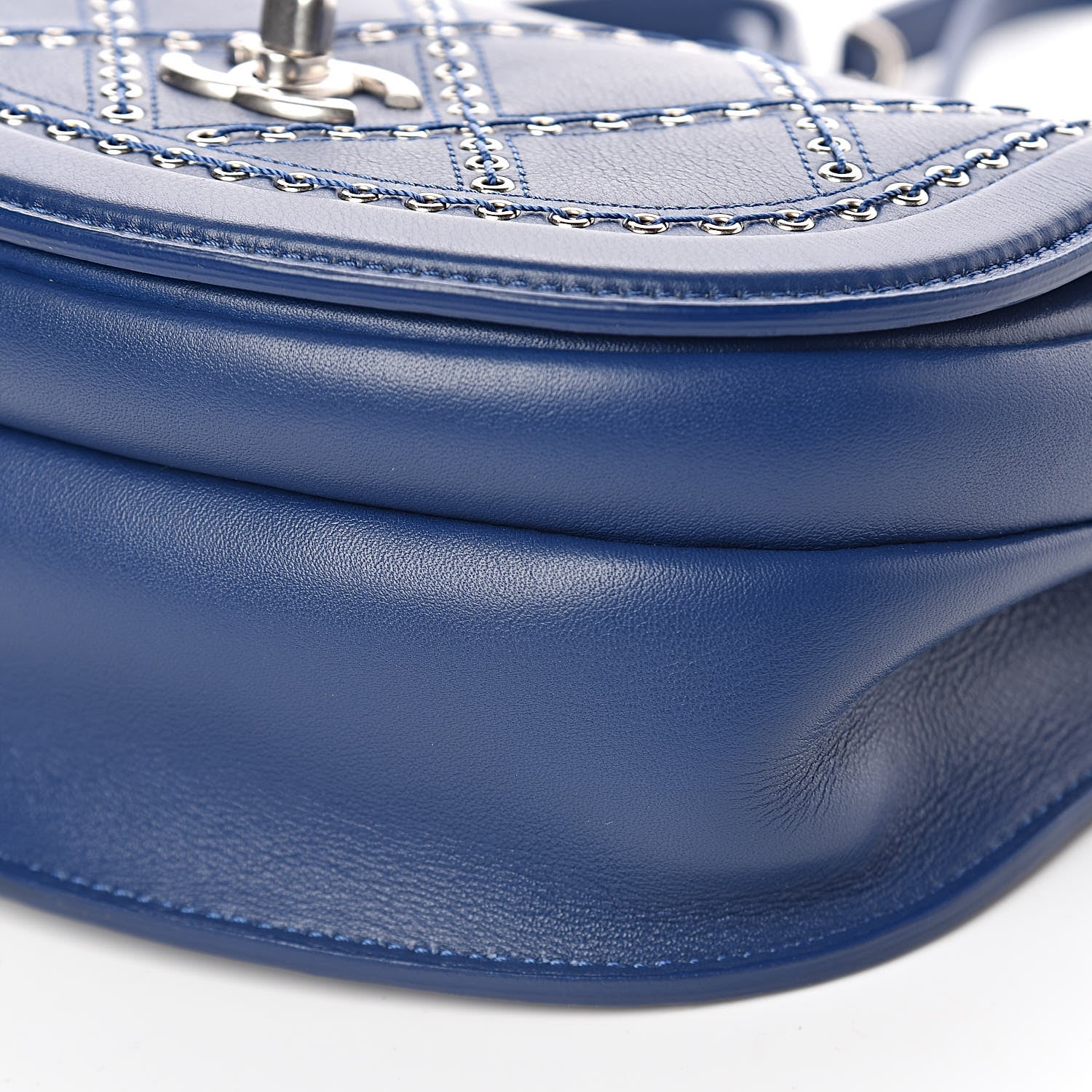 Chanel Calfskin Coco Eyelets Small Flap Bag Blue 9 of 10