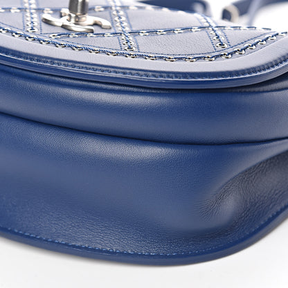 Chanel Calfskin Coco Eyelets Small Flap Bag Blue 9 of 10