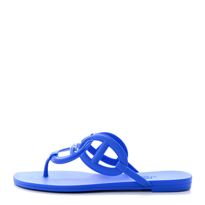 Hermes Rubber Womens Egerie Sandals 37 Bleu Outremer 1 of 9
