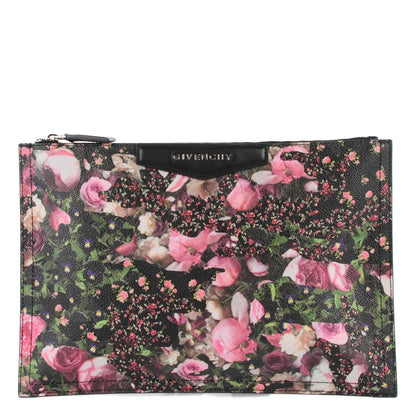 Givenchy Coated Canvas Roses Camouflage Print Medium Antigona Zip Pouch Black 1 of 8