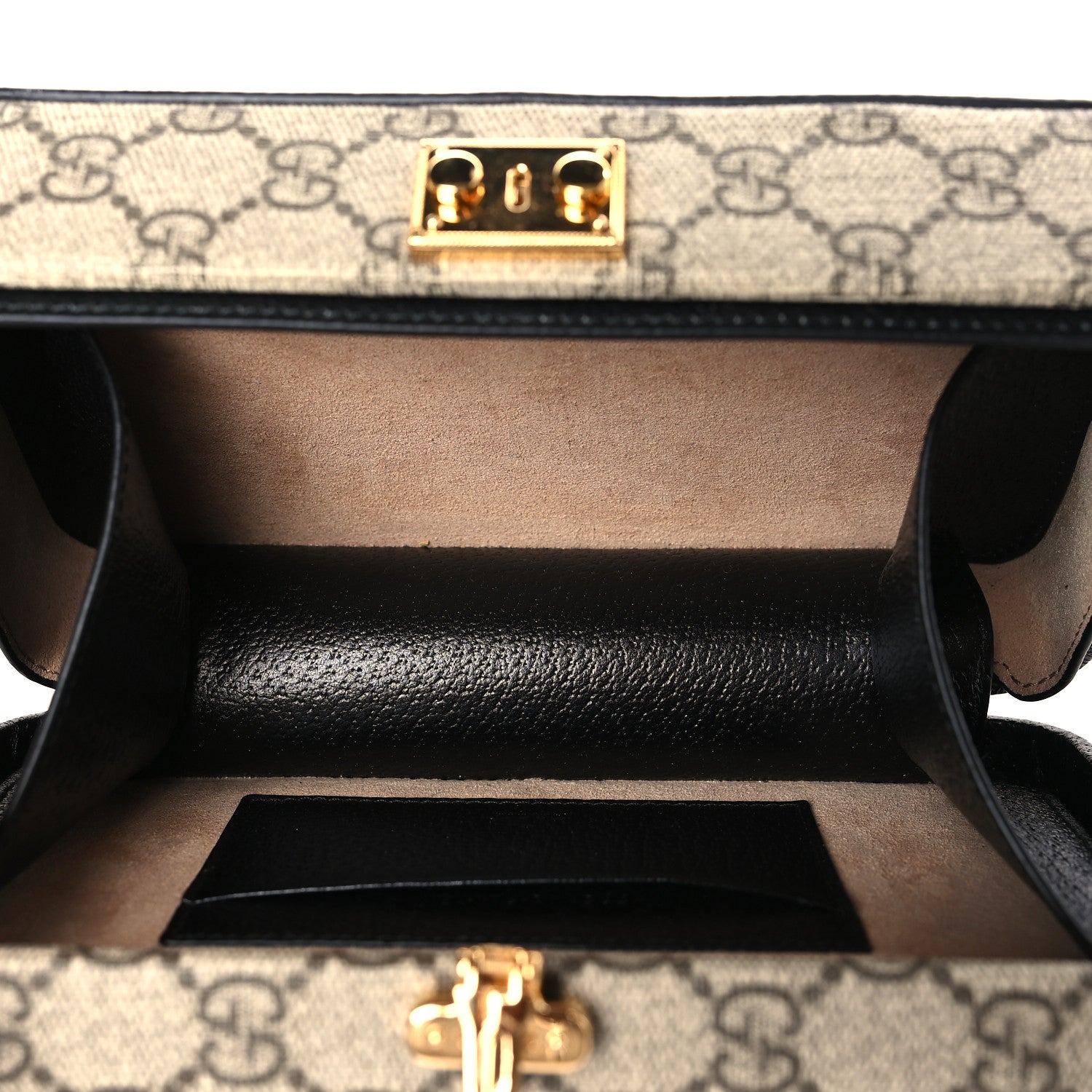 Gucci GG Supreme Monogram Textured Dollar Calfskin Mini New Basket Shoulder Bag Beige Ebony Black 4 of 8