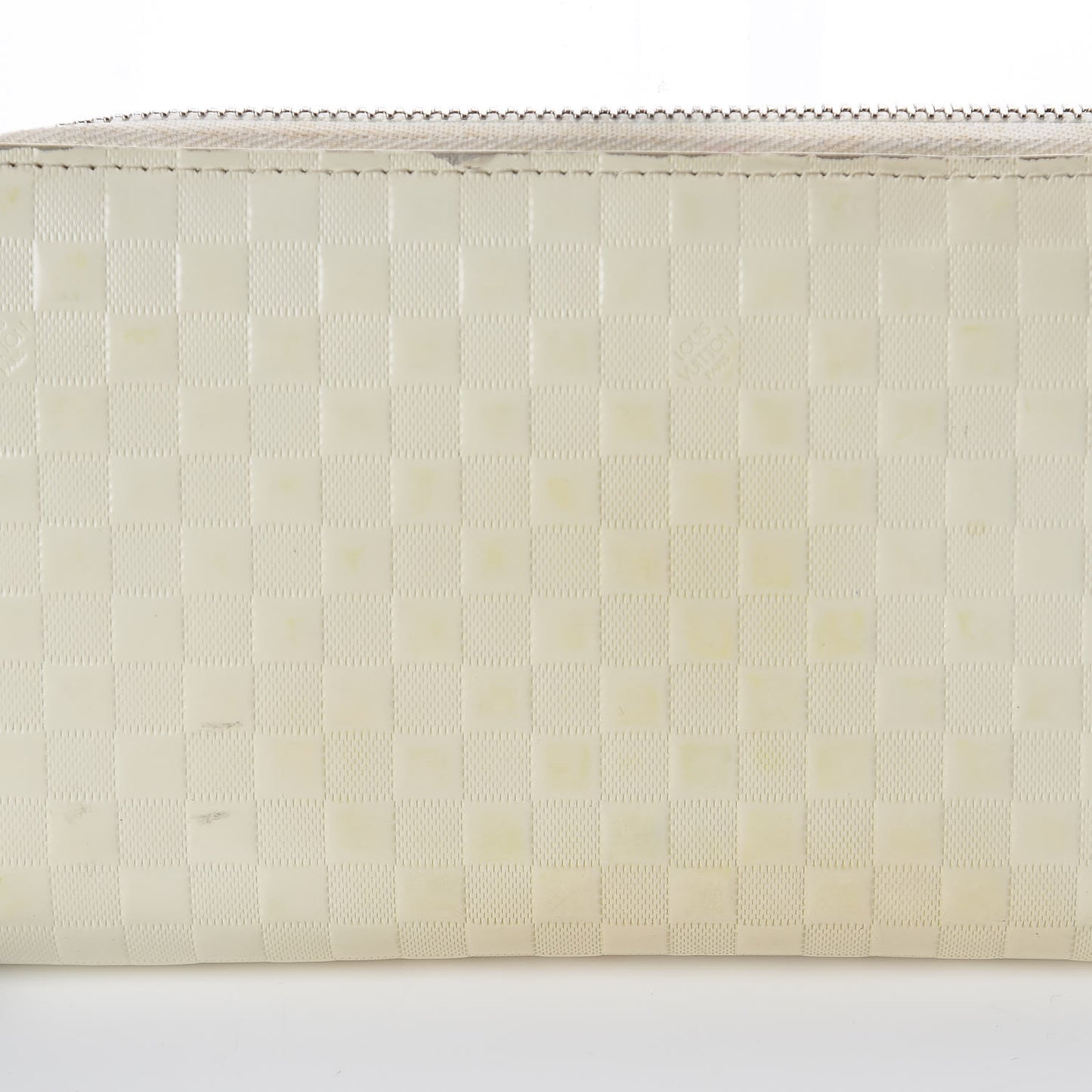 Shiny Calfskin Damier Facette Zippy Wallet Creme