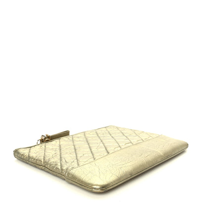 Chanel Metallic Aged Calfskin Quilted Medium Gabrielle Cosmetic Case  Gold 4 of 8