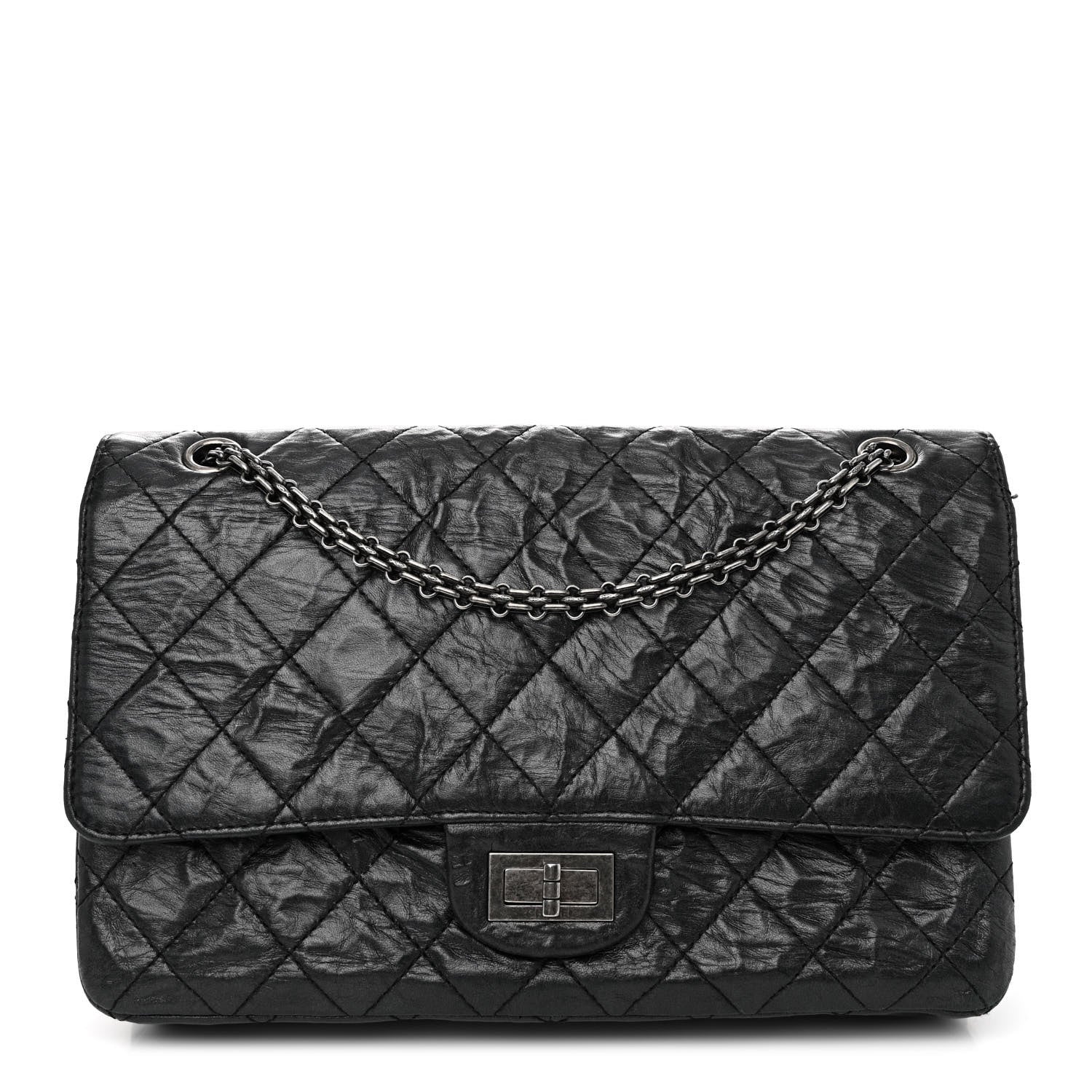 Chanel Metallic Aged Calfskin Quilted 2.55 Reissue 227 Flap Black 1 of 14