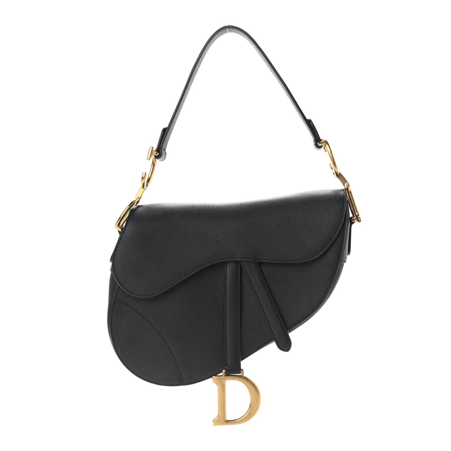 Grained Calfskin Saddle Bag Black
