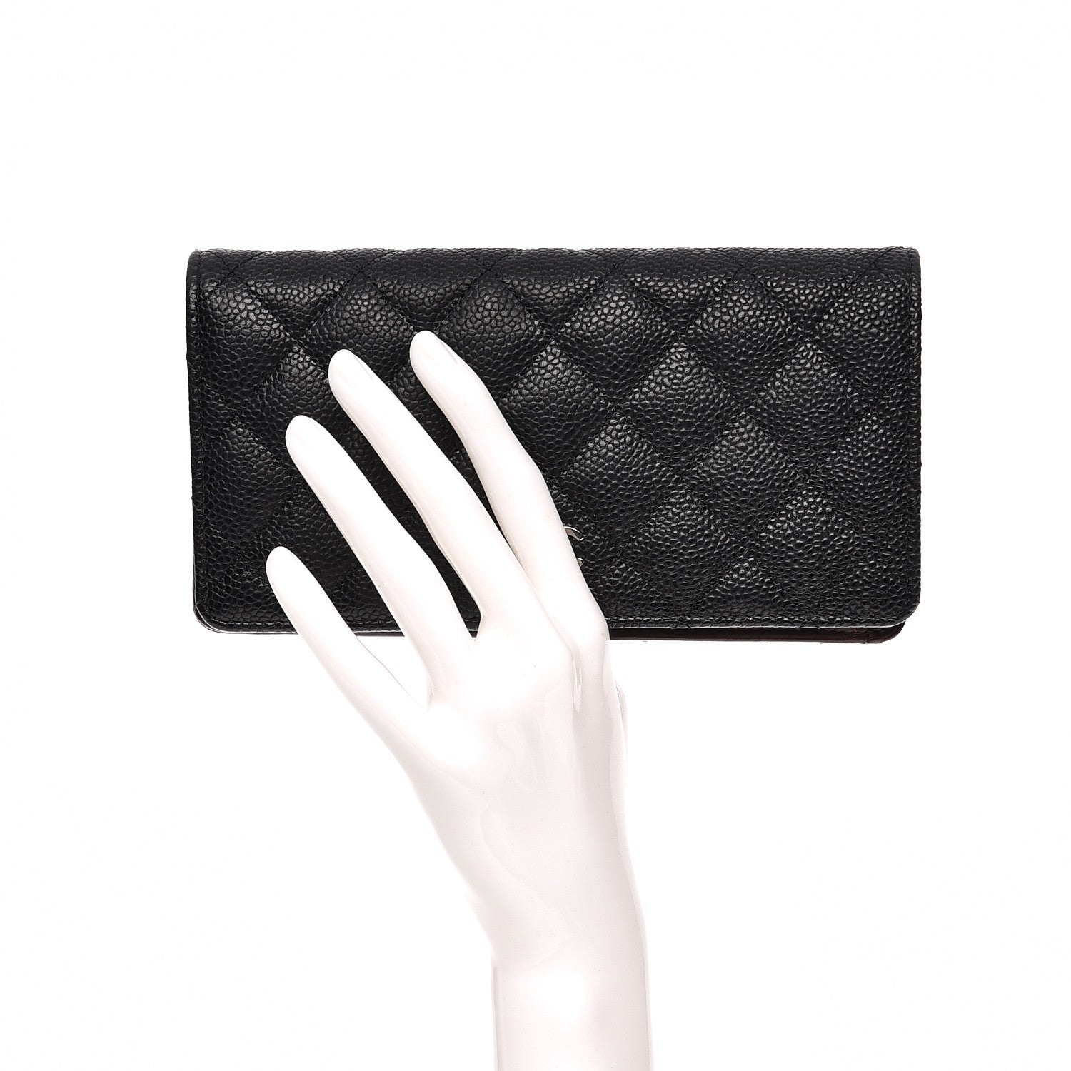 Chanel Caviar Quilted Yen Wallet Black 2 of 8