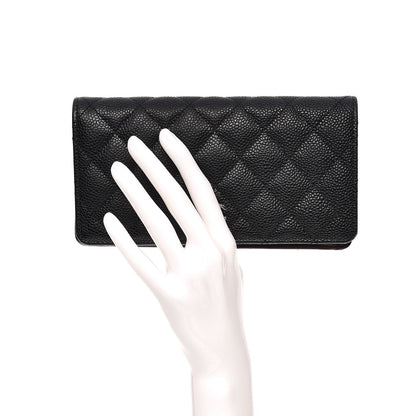 Chanel Caviar Quilted Yen Wallet Black 2 of 8