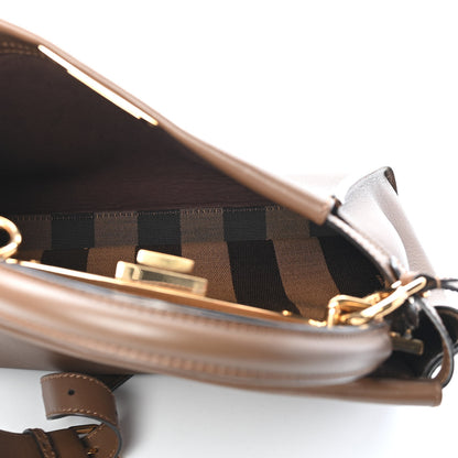 Fendi Vitello Seta Fabric Jacquard Pequin Medium Peekaboo Iconic Satchel Foresta Tobacco 5 of 9