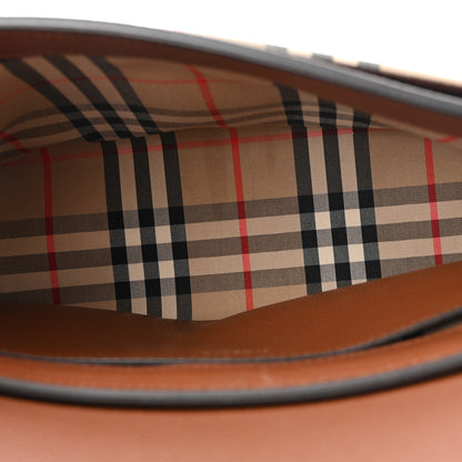 Burberry Calfskin Vintage Check Note Crossbody Bag Tan 5 of 12