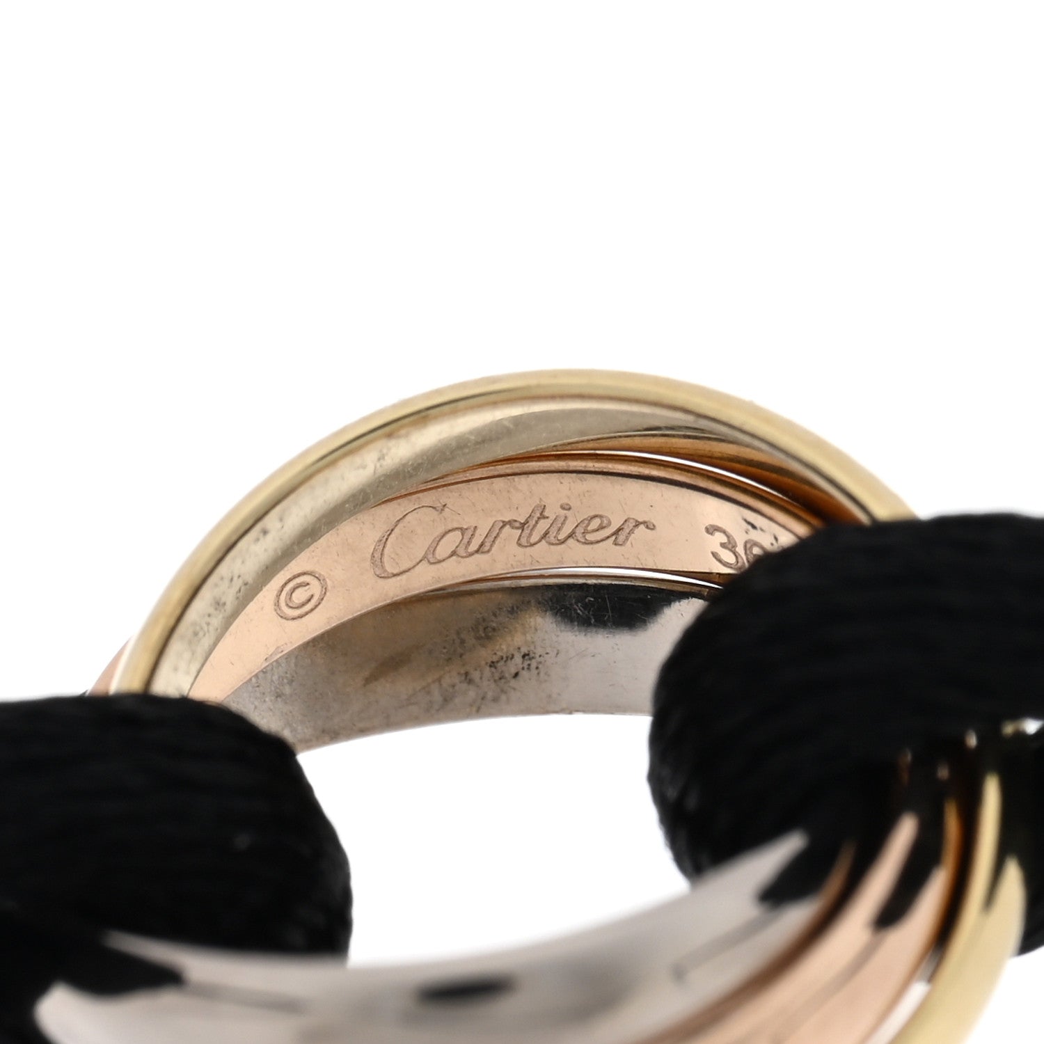 Cartier 18K Pink Yellow White Gold Trinity Adjustable Cord Bracelet Black 3 of 4
