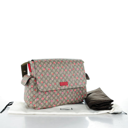Gucci GG Supreme Monogram Strawberry Messenger Diaper Bag Beige 5 of 8